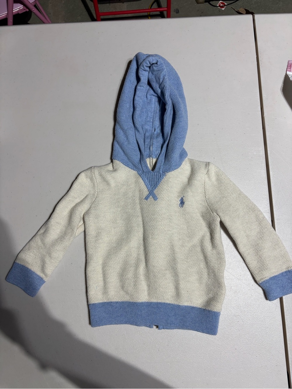 Ralph Lauren Kids Light Blue & Cream Striped Crewneck Sweater